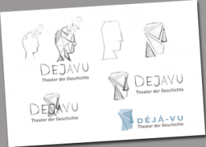 Erste Gedanken zu einem Logo für dejavu - Theater der Geschichte entstehen