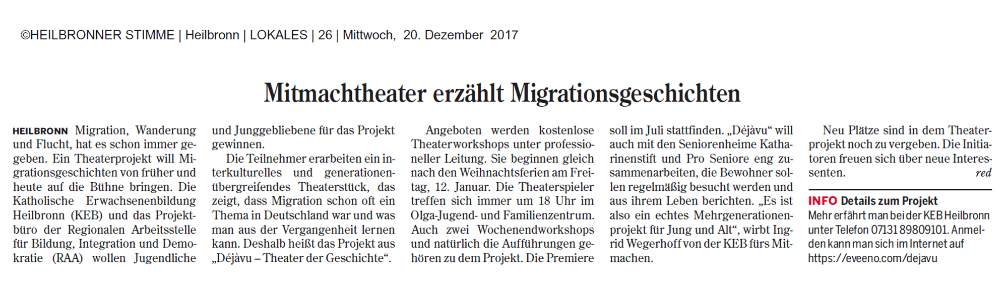 Mitmachtheater erzählt Migrationsgeschichten