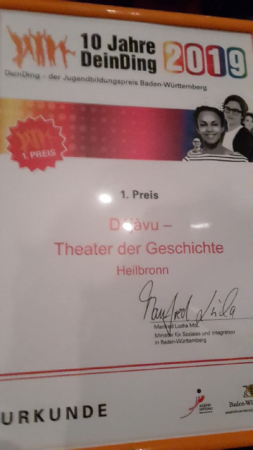 Urkunde DeinDing 2019 1. Preis